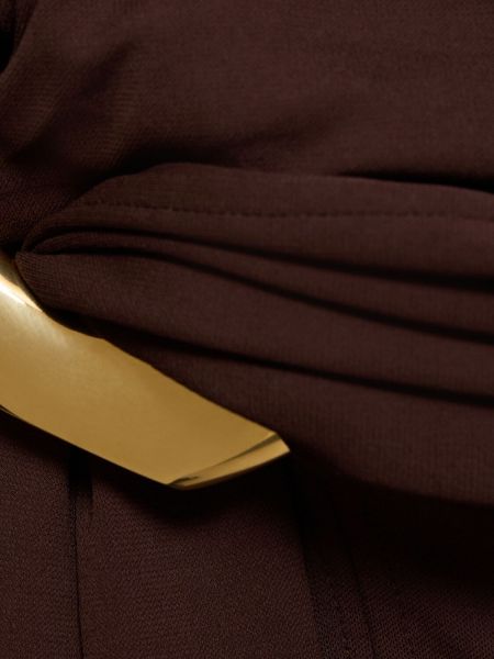 Jersey mini obleka iz viskoze z draperijo Ferragamo rjava