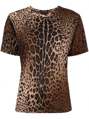 Tricou din bumbac cu imagine cu model leopard Cynthia Rowley
