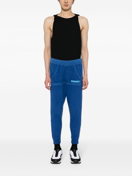 Spodnie sportowe bawełniane z nadrukiem Dsquared2 niebieskie
