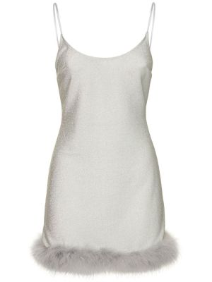 Mini šaty z peří Leslie Amon stříbrné