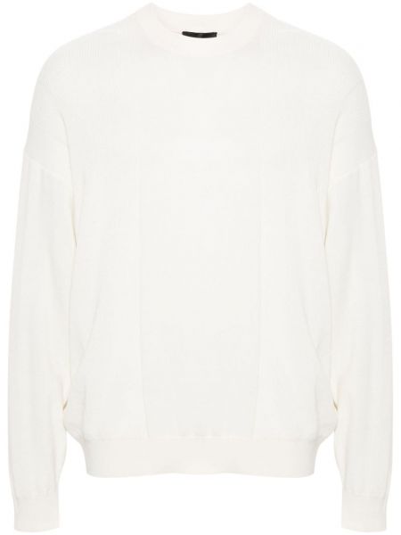 Памучен пуловер Emporio Armani бяло