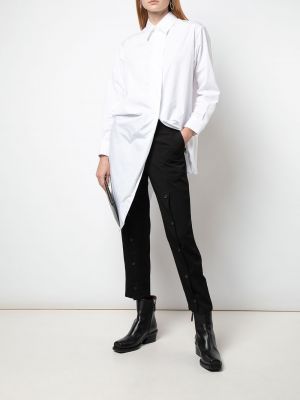 Slim fit kalhoty s vysokým pasem Yohji Yamamoto černé