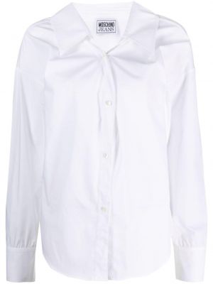 Bavlnená rifľová košeľa Moschino Jeans biela