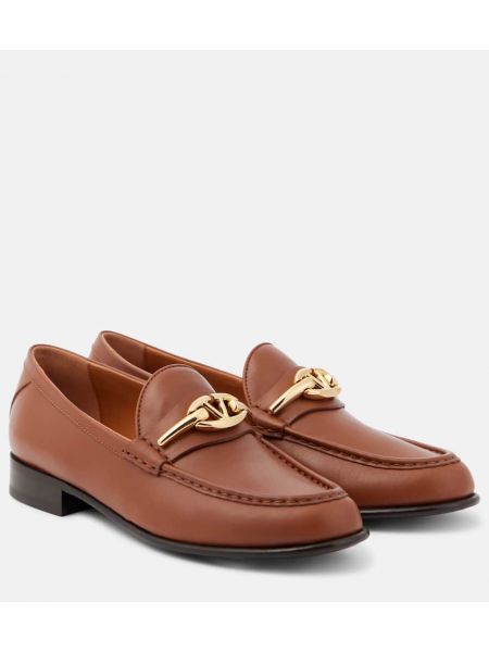 Skinn loafers Valentino Garavani brun