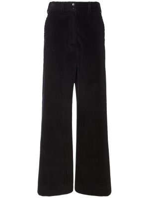 Voľné bavlnené menčestrové nohavice Etro čierna