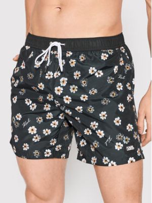 Shorts à fleurs Karl Lagerfeld noir