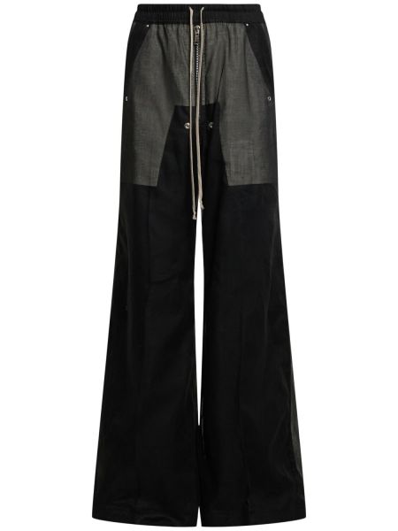 Βαμβακερό παντελόνι σε φαρδιά γραμμή Rick Owens μαύρο