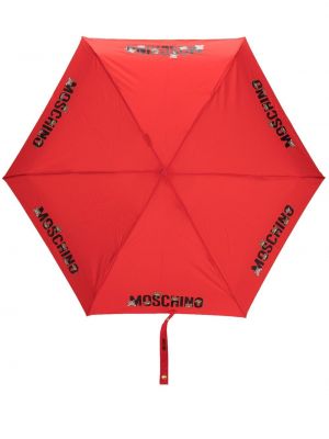 Červený deštník s potiskem Moschino