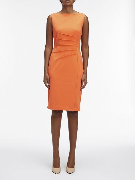Vestido drapeado de crepé Calvin Klein naranja