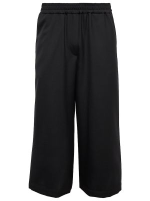 Vlnené culottes nohavice s výšivkou Loewe čierna