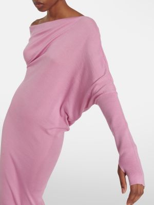 Μεταξωτή μίντι φόρεμα κασμίρ Tom Ford ροζ