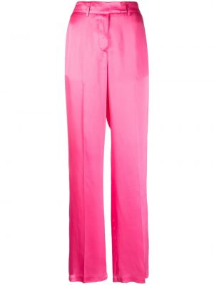 Saténové rovné kalhoty Semicouture růžové