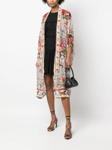 Květinový hedvábný kabát s potiskem Camilla