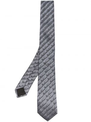 Cravate brodée en soie Moschino gris