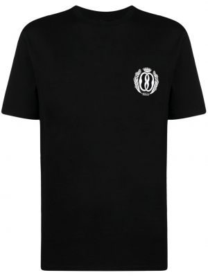 Βαμβακερή μπλούζα με σχέδιο Bally μαύρο
