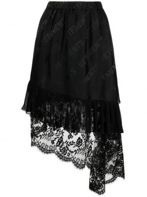 Čipkovaná asymetrická sukňa Vetements čierna
