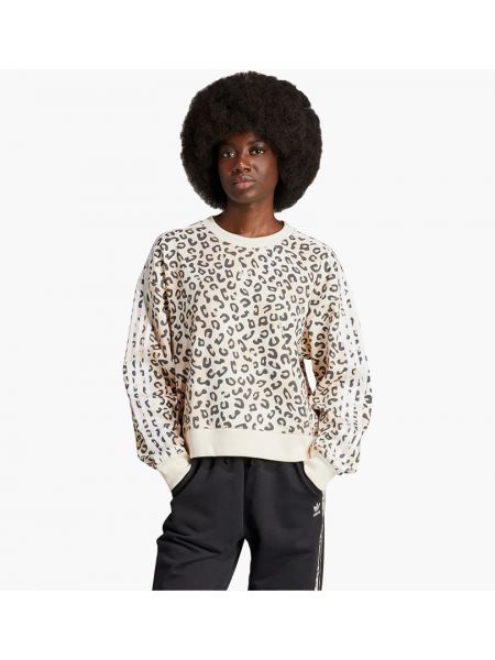 Леопардовый свитшот Adidas бежевый