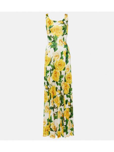 Sukienka długa w kwiatki plisowana Dolce&gabbana