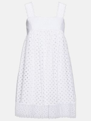 Βαμβακερή φόρεμα Tory Burch λευκό