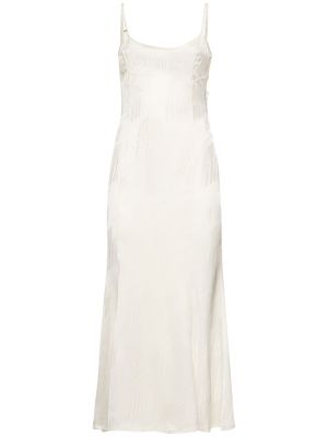 Αμάνικη σατέν μίντι φόρεμα ζακάρ The Attico λευκό