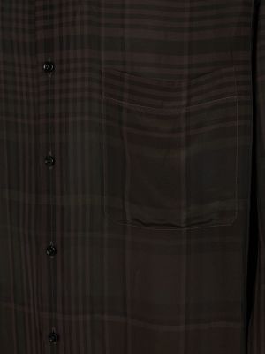 Koszula z wiskozy w kratkę z nadrukiem Lemaire czarna
