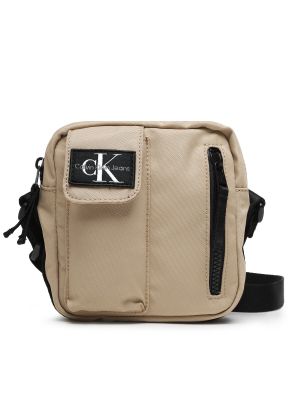 Crossbody torbica s džepovima Calvin Klein Jeans smeđa