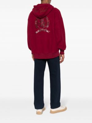 Raštuotas siuvinėtas džemperis su gobtuvu Tommy Hilfiger raudona