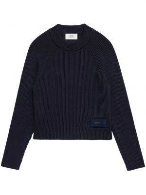 Плетен пуловер Ami Paris черно