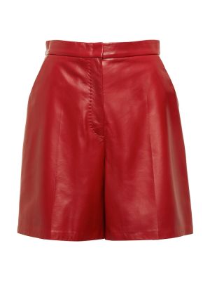 Shorts en cuir Max Mara rouge