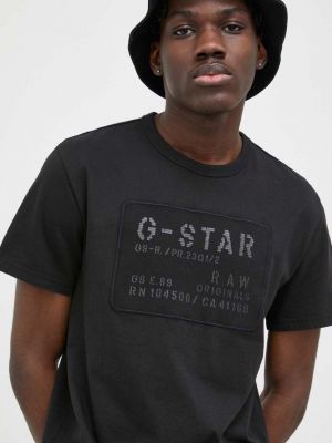 G-Star Raw pamut póló , nyomott mintás G-star Raw - Fekete
