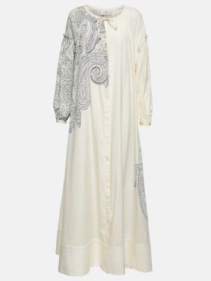 Bombažna svilena obleka s paisley potiskom Etro