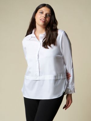 Женская блузка из смесового хлопка стрейч с пышными формами Rosa Thea белый