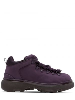Členkové topánky z nubuku Burberry fialová