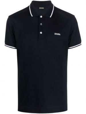 Brodert poloskjorte Zegna blå