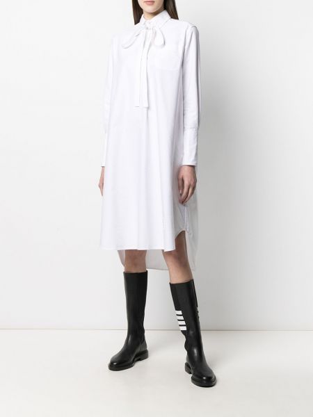 Vestido camisero con lazo Thom Browne blanco