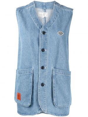 Overdimensjonert denim vest Chocoolate blå