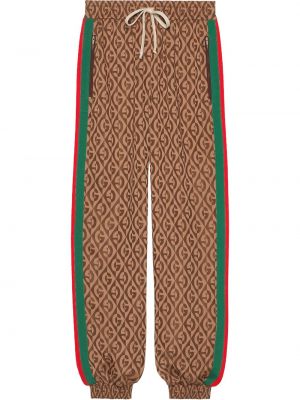 Pantalones de chándal con estampado Gucci marrón