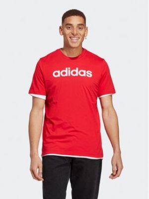 Džerzej priliehavé tričko s výšivkou Adidas červená