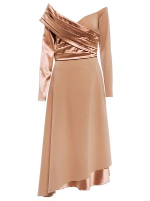 Сатиновое платье Fendi, коричневое