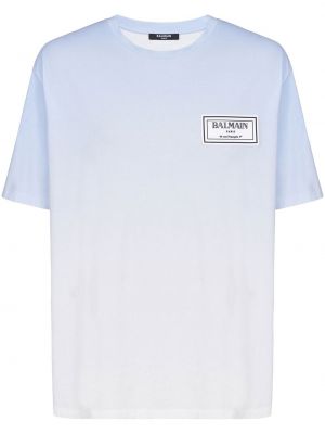 Памучна тениска с градиентным принтом Balmain синьо