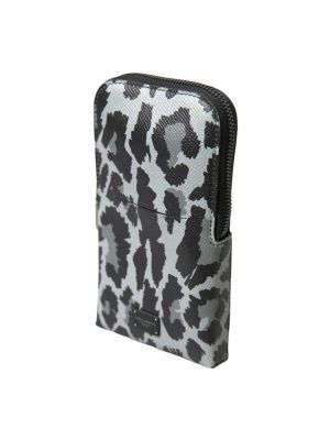 Bolso cruzado de cuero con estampado leopardo Dolce & Gabbana gris