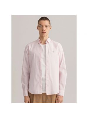 Koszula w paski Gant różowa