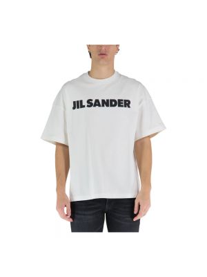 Koszulka z nadrukiem bawełniana Jil Sander biała