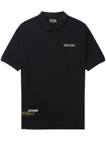 Kokvilnas polo krekls ar apdruku Izzue melns
