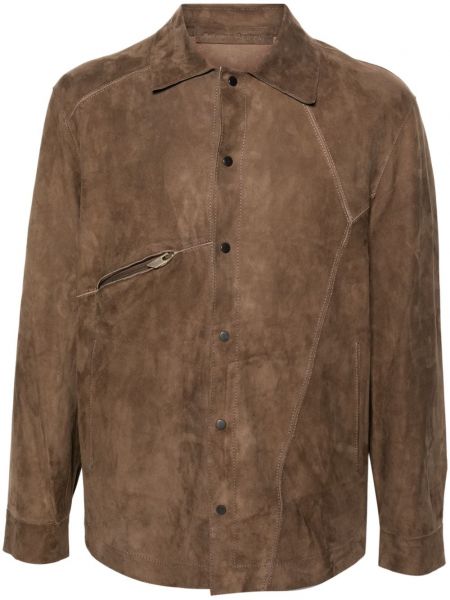 Zomšinė marškiniai Salvatore Santoro ruda