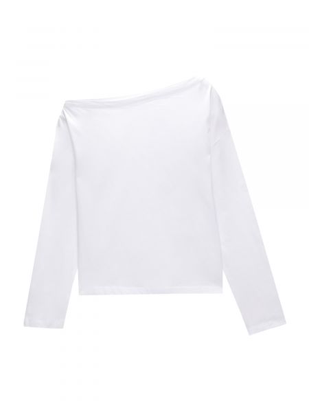 Тениска с дълъг ръкав Pull&bear бяло