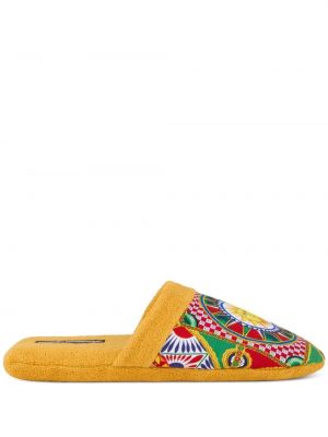 Papuci de casă cu imagine cu imprimeu abstract Dolce & Gabbana galben