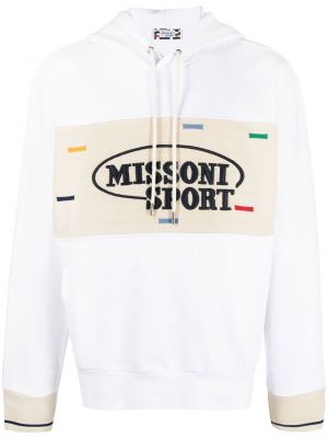 Pamučna hoodie s kapuljačom s vezom Missoni bijela