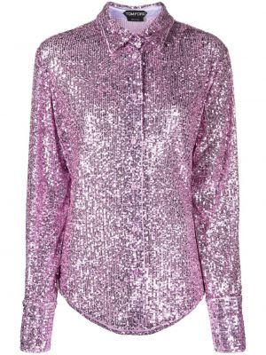 Flitrovaná košeľa Tom Ford fialová