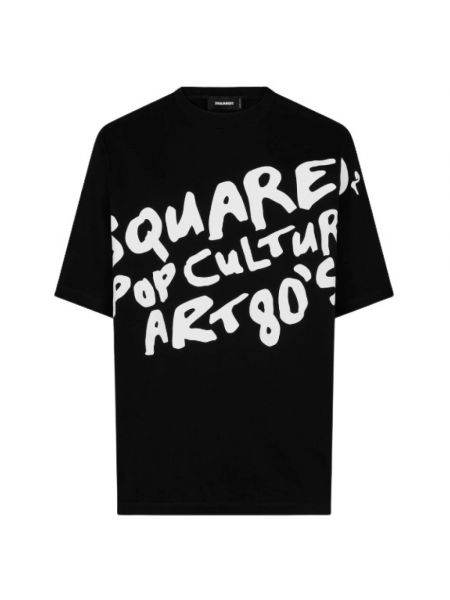Koszulka skórzana Dsquared2 czarna